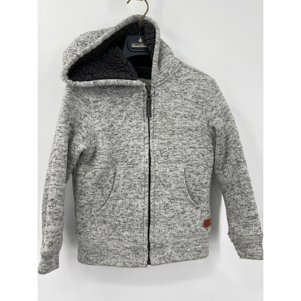 Weatherproof Vtg Boys XS 5/6 Sherpa Lined Hoodie Jacket Gray Fleece Heathered‎